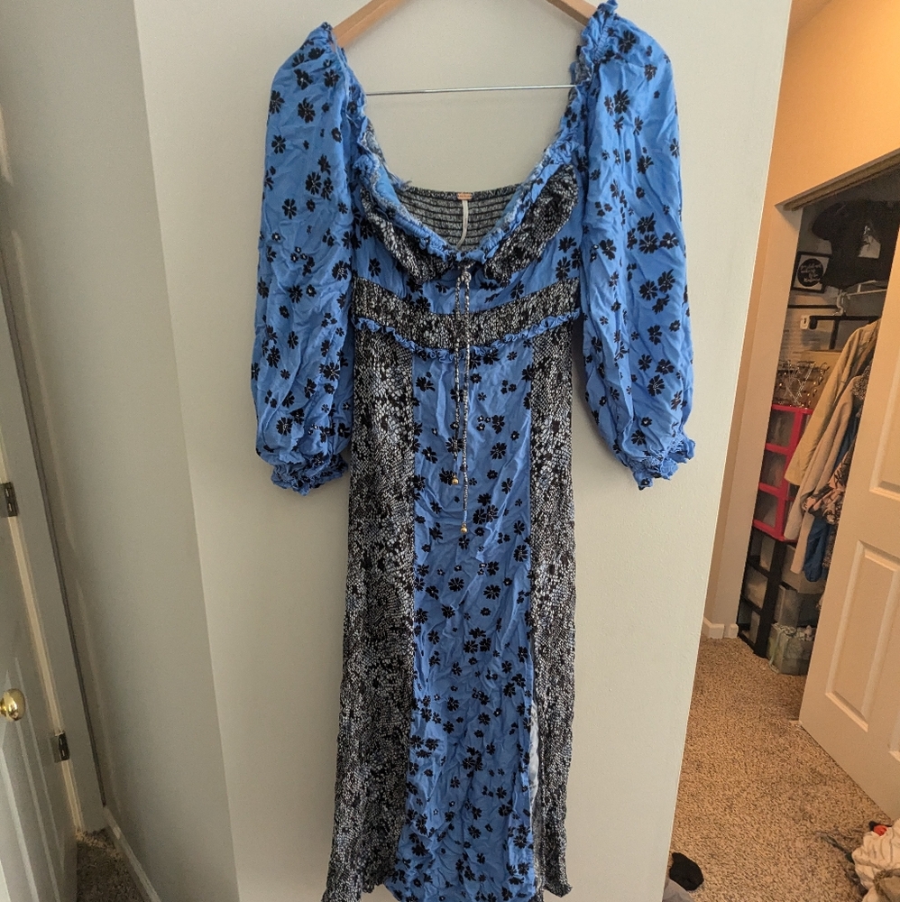 Blue and Black Free People Maxi Dress